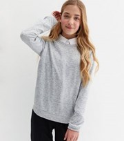New Look Girls Grey Soft Fine Knit Crew Neck School Jumper